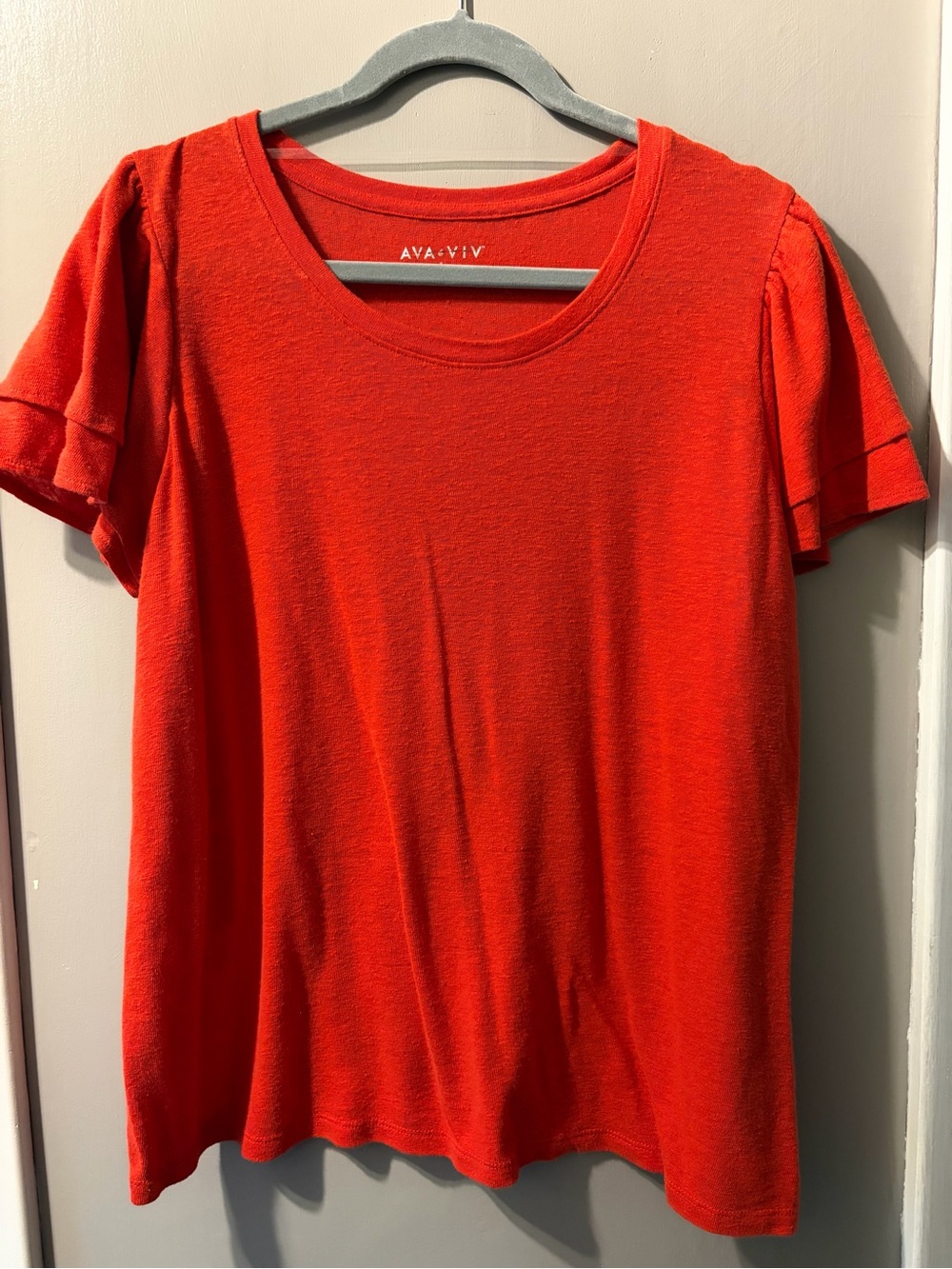 Women's Orange/Red Short Sleeve Scoop Neck Top